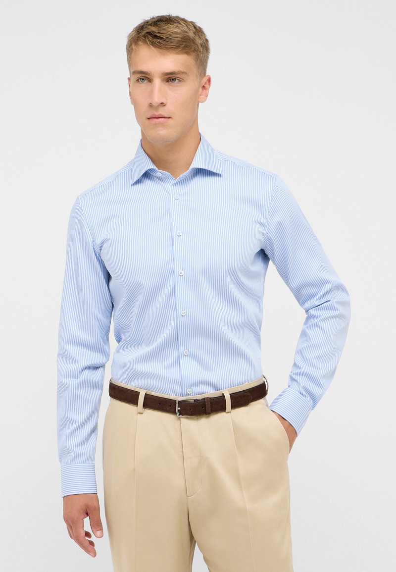 ETERNA Camicia Uomo Manica Corta, Comfort Fit, Blu Chiaro Strutturato, Con Taschino, Collo Kent, Non Stira - 6