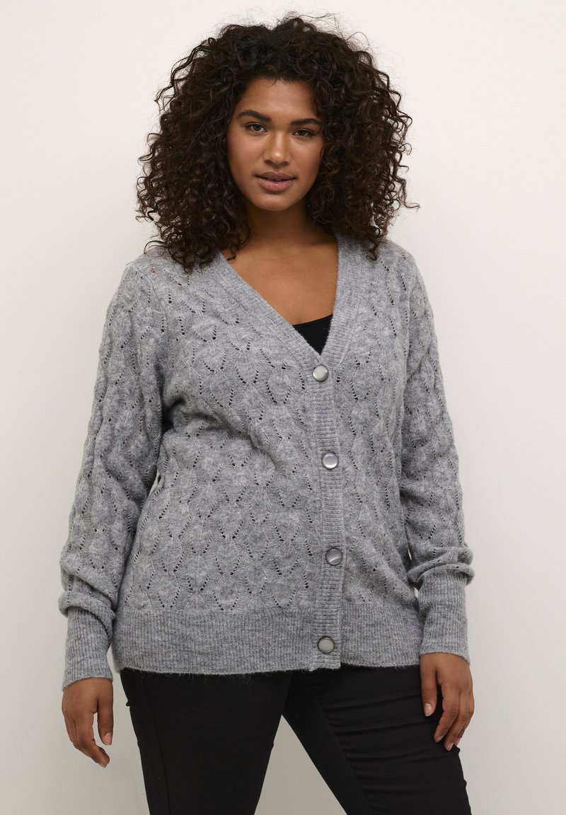 Kaffe Curve Adīta jaka - grey melange