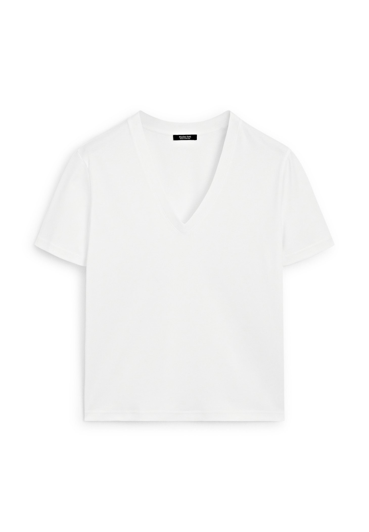 Massimo Dutti V-NECK - Basic T-shirt - white - Zalando