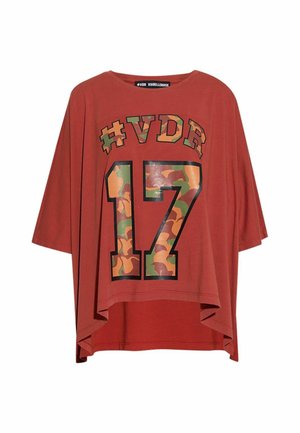 #VDR VILLADELLEROSE, PRINTED ASYMMETRIC OVERSIZE T-SHIRT - Μπλουζάκι με στάμπα - bordeux