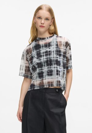 Camicetta - bleached check black all over print