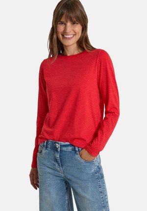 Cecil, LANGARM SHIRT MIT BOAT NECK UND STREIFEN - T-shirt à manches longues - flame red