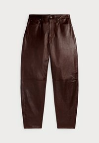 CURVED TAPERED LEATHER PANT - Leather trousers - mahogany