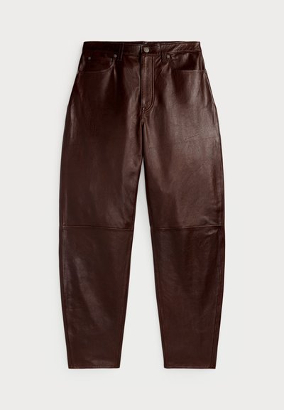 Polo Ralph Lauren CURVED TAPERED LEATHER PANT - Leren broek - mahogany