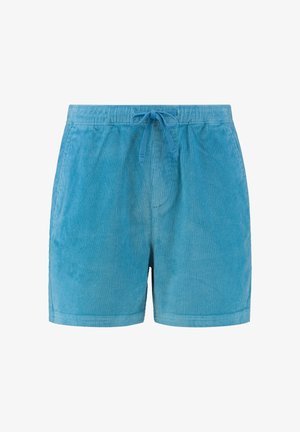 Kék kordbársony rövidnadrág texturált felülettel, állítható húzózsinórral a deréknál és oldalsó zsebekkel. Lazán és kényelmesen megtervezve.