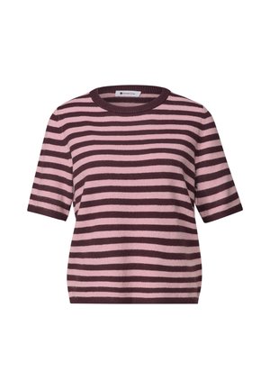 Street One, KURZARM PULLOVER MIT RUNDHALS UND STREIFEN - T-shirt imprimé - rustic rouge mel.