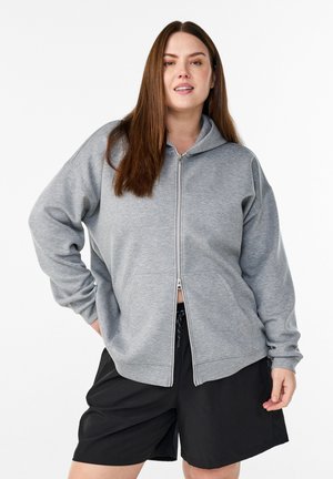 MIT REISSVERSCHLUSS UND TASCHEN - Sweatjacke - light grey melange