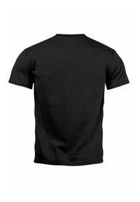 Black short-sleeve t-shirt featuring a round neckline, smooth texture, and a classic fit, with no graphics or embellishments.