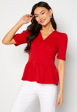 PUFF SLEEVE PEPLUM TOP - T-shirt z nadrukiem