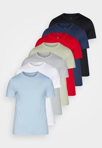 Hollister Co. CREW 7PK CHAIN - T-shirt basique - white/blaak/grey/denim/blue/green/red