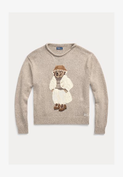 Polo Ralph Lauren POLO BEAR CREWNECK SWEATER - Striktrøje - mushroom marl multi
