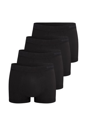 Boxer-briefs en coton noir dans un pack de quatre. Avec une ceinture douce arborant le nom de la marque et une texture ajustée et lisse sur l'ensemble.