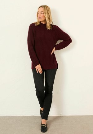 REGULAR FIT - LONGLINE - Strickpullover - burgundy red