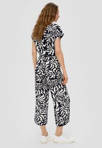 s.Oliver GEMUSTERTE WIDE LEG - Broek - navy