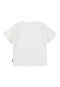 White cotton T-shirt with a crew neck, short sleeves, and a straight cut. Features a small woven label at the lower side seam.