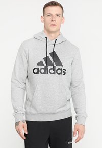 adidas Performance MUST HAVES SPORT REGULAR FIT HOODIE - Felpa con cappuccio - medium grey heather/black
