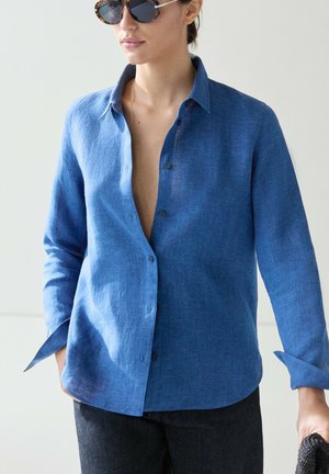 Massimo Dutti, FLOWING 100% LINEN SHIRT - Camicia - blue