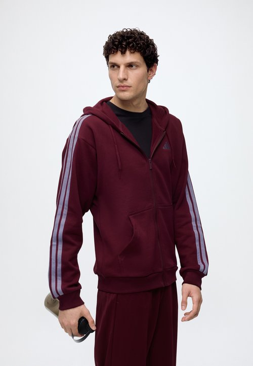 adidas ESSENTIALS 3 STRIPES FULL ZIP - Sudadera con cremallera - team maroon/slate — photo 4