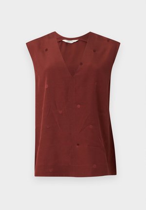 Selected, SLWODA V NECK - Μπλούζα - cherry mahogany