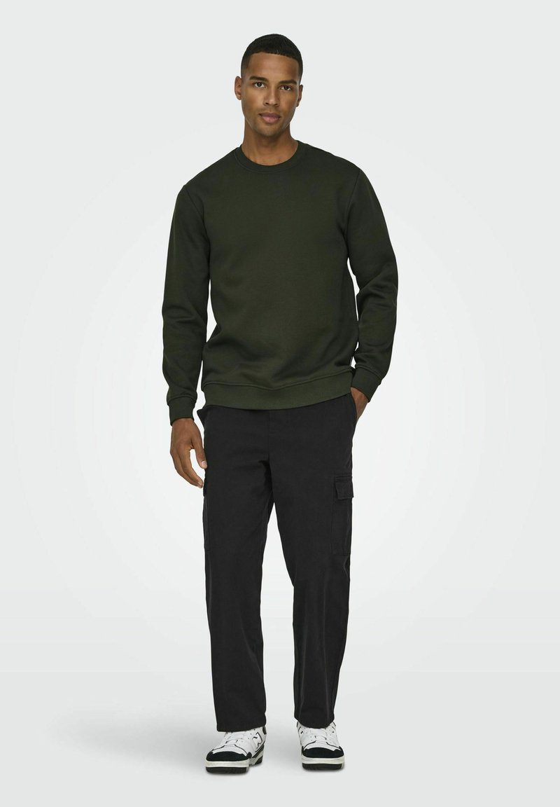 ONLY & SONS Heren Onstiko Reg Stripe CS Crew Neck jumpers Donkergrijs