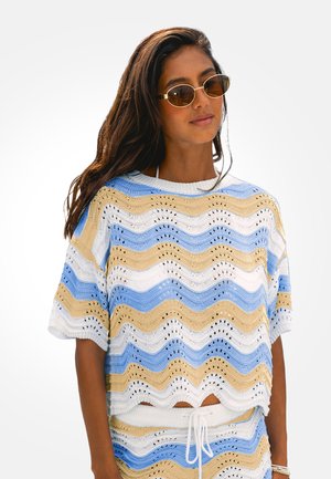 Cupshe, CHIC WAVES CROCHET COVER UP - Strandaccessoire - light blue white yellow