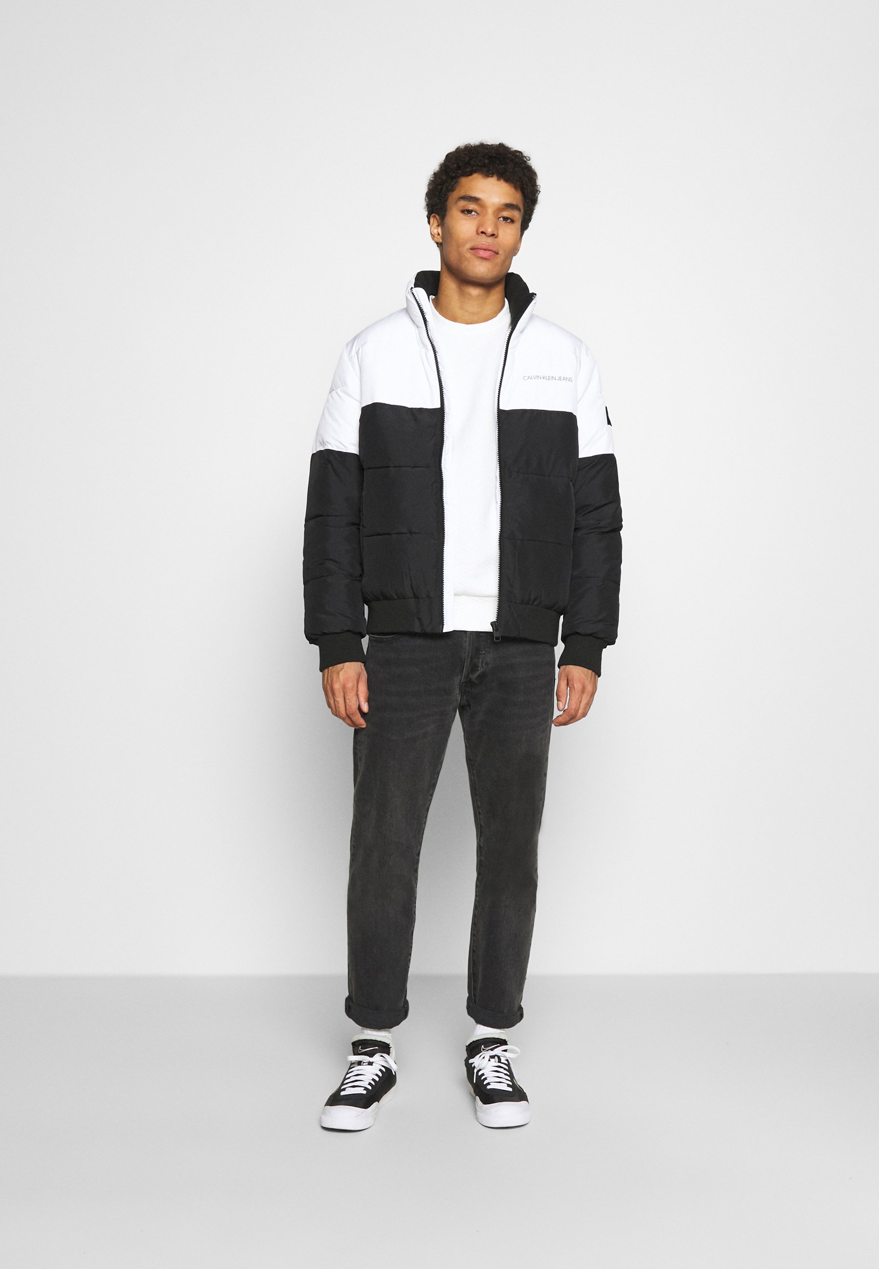 calvin klein men's colorblocked puffer coat