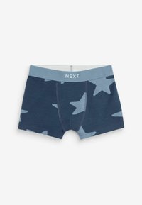 Boxer kalsonger i marinblått med ett ljusblått stjärnmönster. Har en mjuk ljusblå midjeresår med "NEXT"-logotyp. Tillverkad av sträckbart tyg.