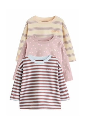 Next, REGULAR FIT - STRIPE T-SHIRTS 3PK - Long sleeved top - pink