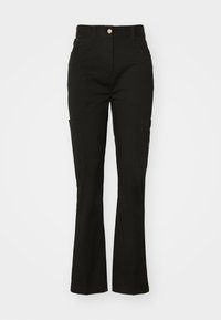 LABEL STRAIGHT PANT - Auduma bikses - black