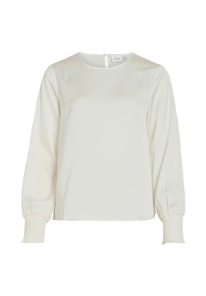 VILA, LONG SLEEVED TOP VIELLETTE ROUND NECK - Pluus - snow white