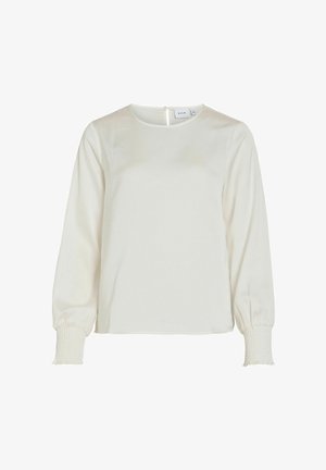 VILA, LONG SLEEVED TOP VIELLETTE ROUND NECK - Blouse - snow white