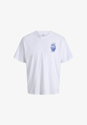 White short-sleeve t-shirt with blue graphic of an ancient vase and the numbers "1790" on the upper left chest.