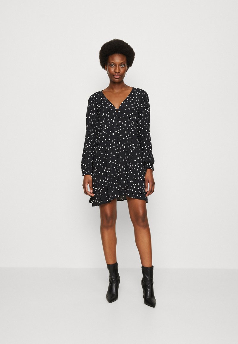 GAP BUTTON FRONT MINI DRESS Robe chemise black star/noir ZALANDO.FR