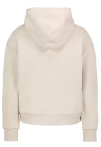 Hoodie in licht beige, gemaakt van zachte stof. Voorzien van ribgebreide manchetten en een zoom, met een relaxte pasvorm en zonder verdere versieringen.
