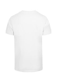 Short-sleeve, crew neck t-shirt in solid white cotton. Smooth texture with a simple, unadorned back design and no visible seams or logos.