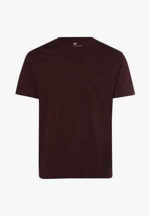 T-shirt bordeaux a girocollo, maniche corte, realizzato in cotone morbido, dotato di una linea dritta con fessure laterali per comfort e libertà di movimento.