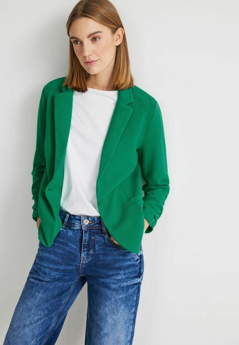 Street One BLAZER MIT RAFFUNGEN - Kardigan - grün