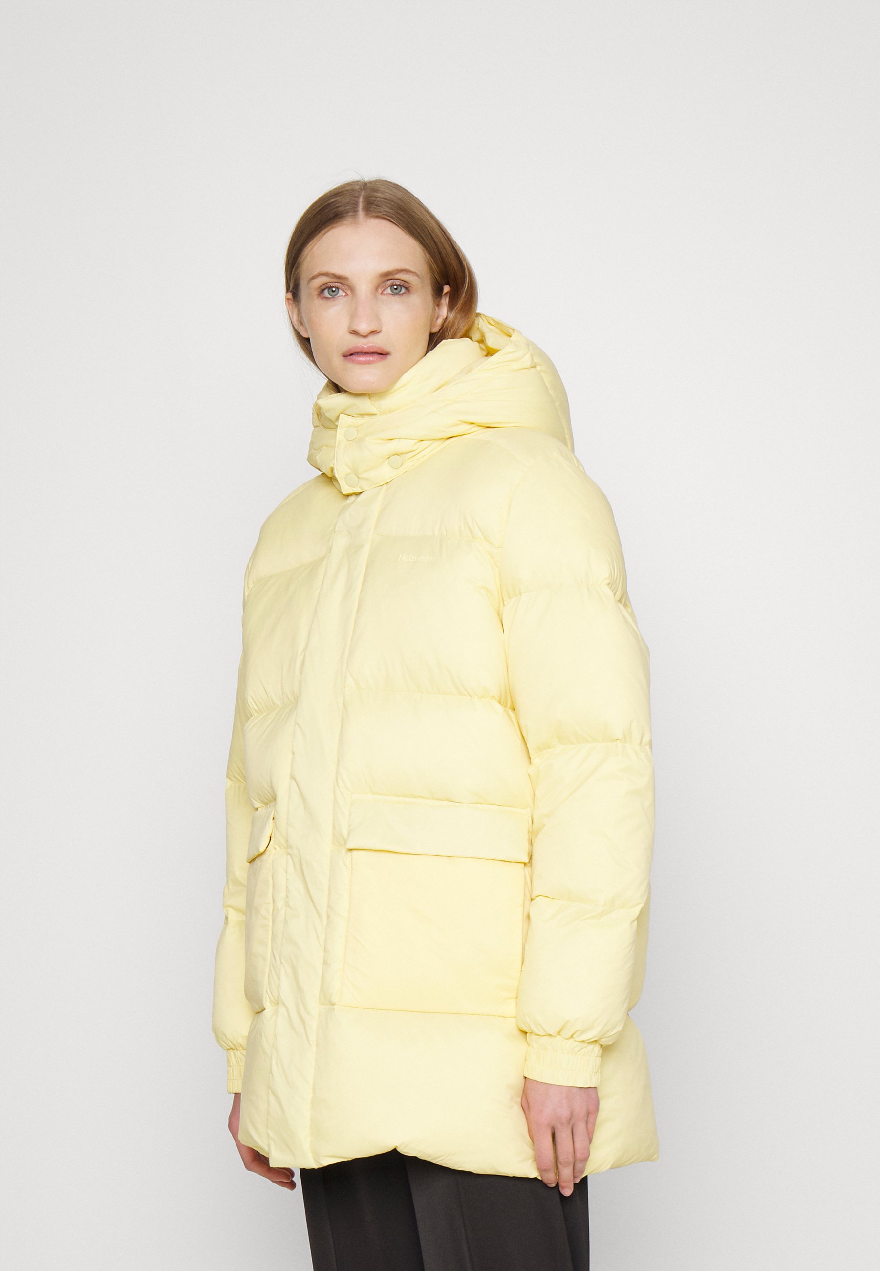 yellow down jacket