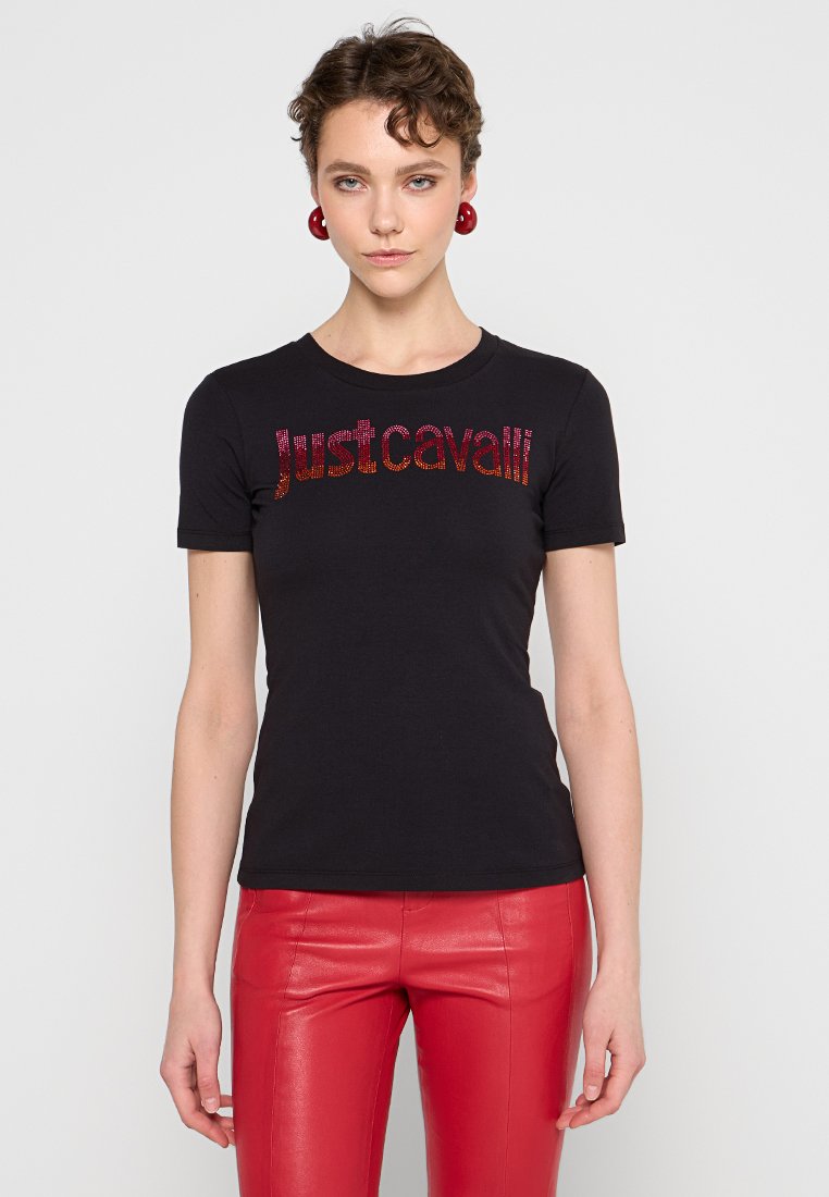 Just Cavalli T-shirt print zwart