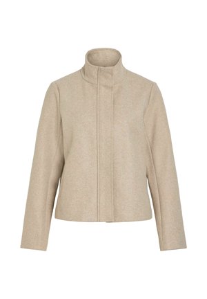 VILA, VICLAUDIA L/S HIGH NECK SHORT JKT- NOOS - Letná bunda - natural melange
