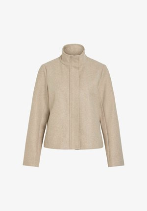 VILA, VICLAUDIA L/S HIGH NECK SHORT JKT- NOOS - Letná bunda - natural melange