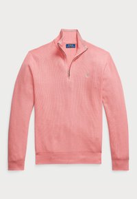 MESH KNIT COTTON QUARTER-ZIP SWEATER - Vesta - desert rose