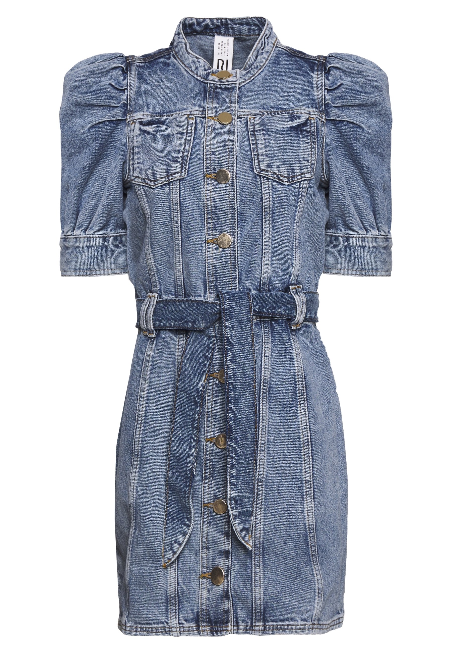 white christmas dresses Marlowe Denim Puff Sleeve Mini Dress main image 1