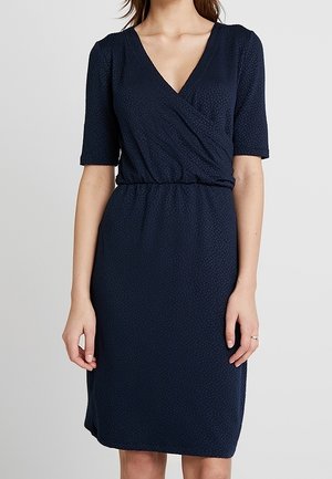 Stickad klänning - mottled dark blue