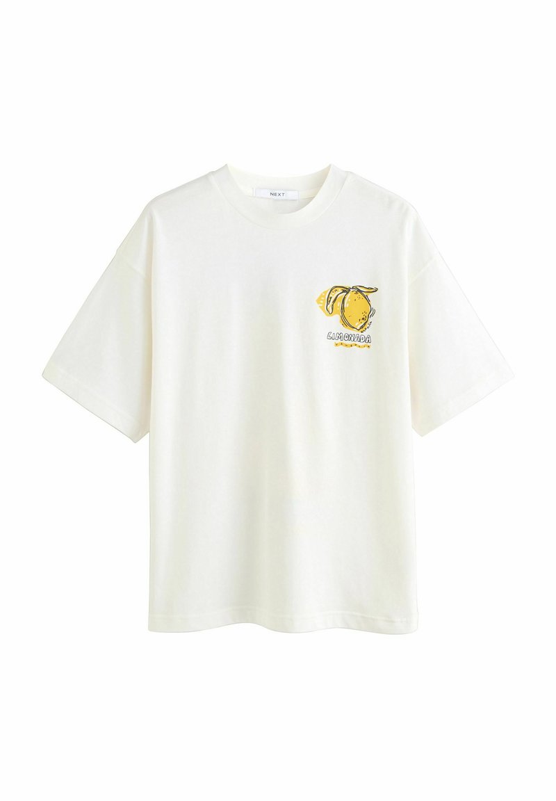 Next - LEMON LIMONADA BACK GRAPHIC SHORT SLEEVE CREW NECK  - Printtipaita - ecru white bright yellow, Suurenna