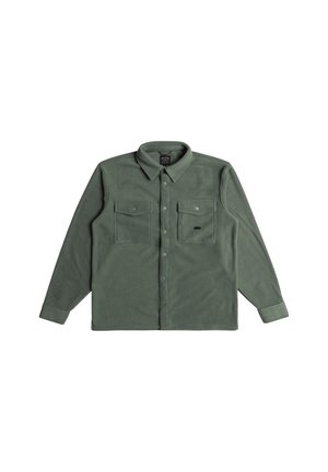 Groen flanellen shirt met een button-down kraag, lange mouwen, twee borstzakken en een zachte textuur. Voorzien van een knoopsluiting aan de voorkant.