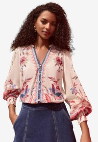 Love & Roses PETITE FIT - DETAIL NOTCH NECK LONG SLEEVE  - Pogājama blūze - pink floral