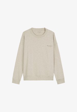 Sweatshirt gris clair en mélange de coton doux, avec un col rond, une coupe décontractée et un discret logo sur la poitrine. Manches longues.