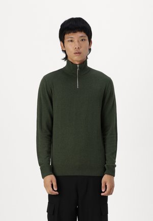 JJEEMIL HALF ZIP - Stickad tröja - kombu green
