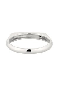 Sølv unisex ring med en glat, poleret overflade, der har en flad top, afrundede kanter og et enkelt, minimalistisk design.